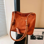 Amblot Red Brown Casual suede shoulder bag for city walks