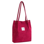 Amblot Red Corduroy tote bag for daily use