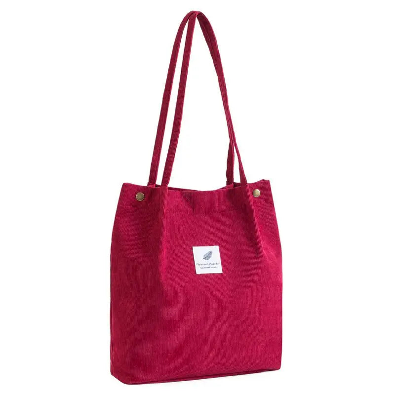 Amblot Red Corduroy tote bag for daily use