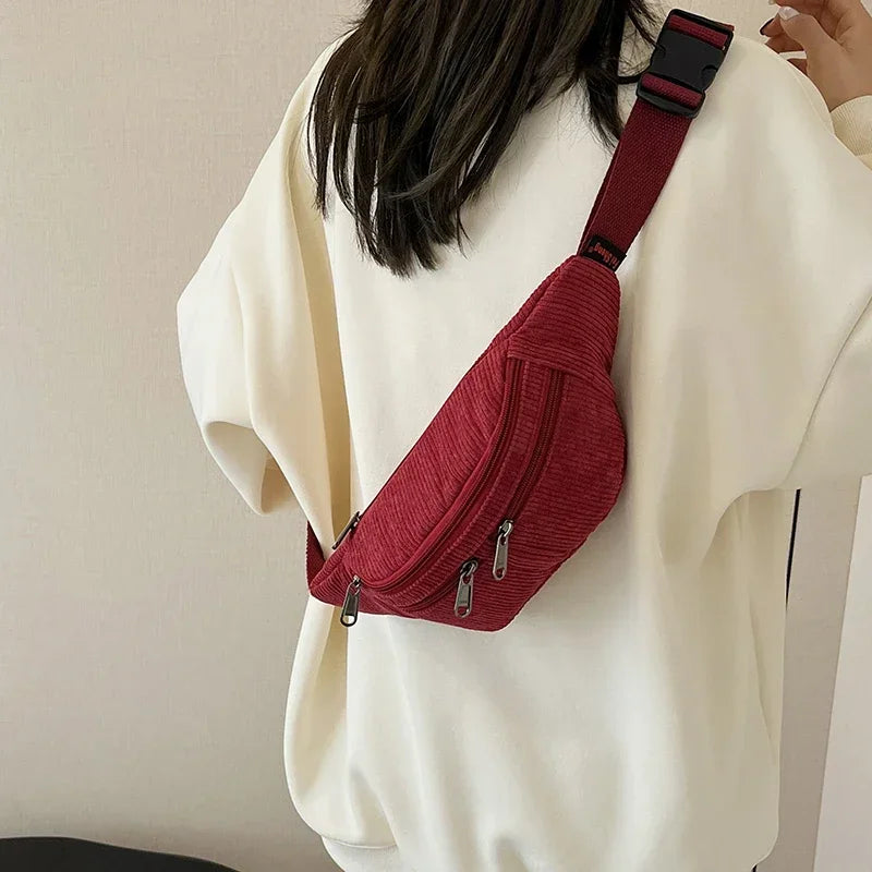 Amblot Red Elegant corduroy bum bag
