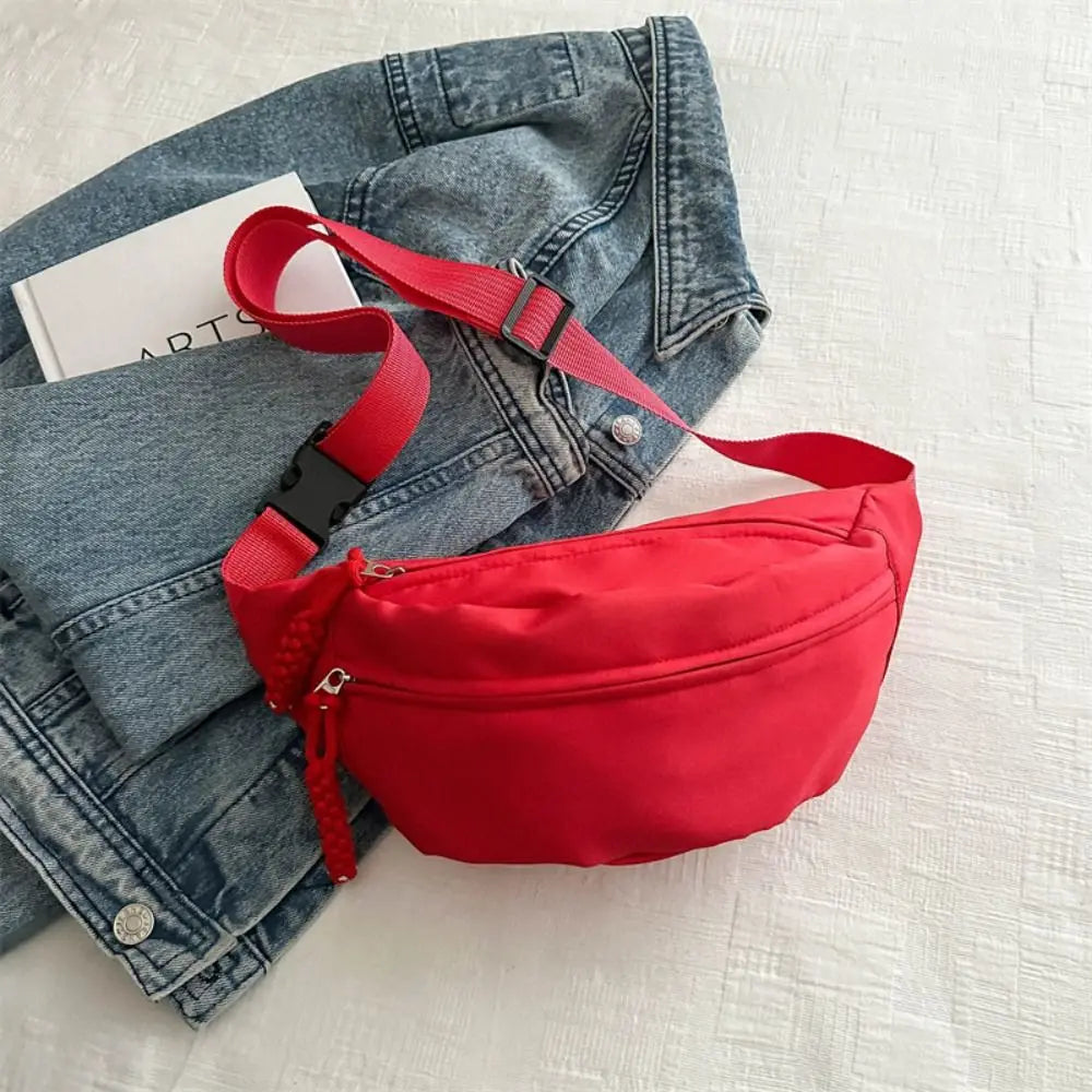 Amblot Red Large capacity corduroy bum bag