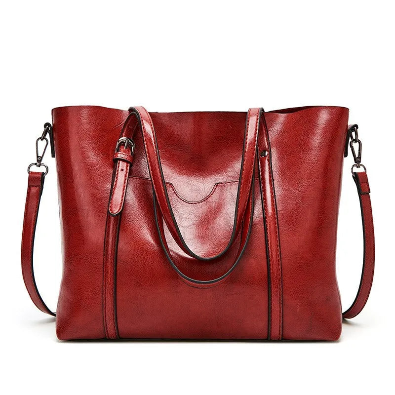 Amblot Red Large leather tote bag with zipper