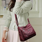 Amblot Red Leather shoulder bag with adjustable strap