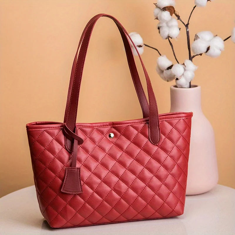 Amblot Red Quilted leather tote bag