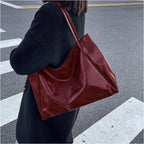Amblot Red Sleek leather tote bag for women