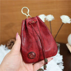 Amblot Red Soft leather drawstring pouch