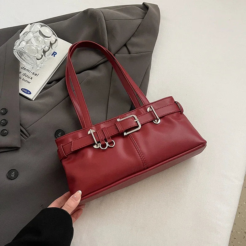 Amblot Red Soft-touch leather shoulder bag