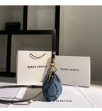 Amblot Retro denim clutch bag with gold buckle closure