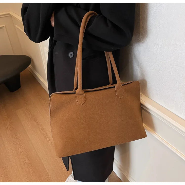 Amblot Retro Suede Large Capacity Women's Shoulder Bag