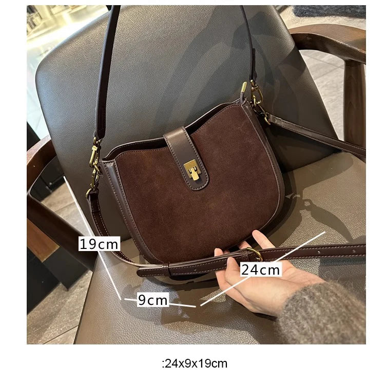 Amblot Retro suede shoulder bag