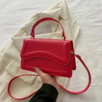Amblot Rose Red Elegant small leather crossbody bag