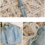 Amblot Round denim crossbody bag with fringe and zip closure