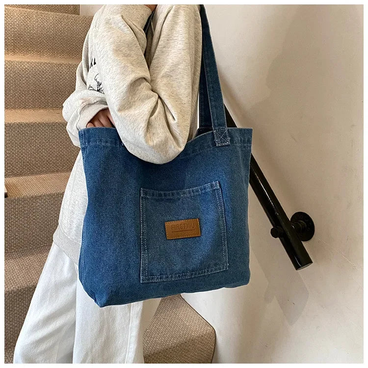Amblot Rugged denim tote bag for school or work