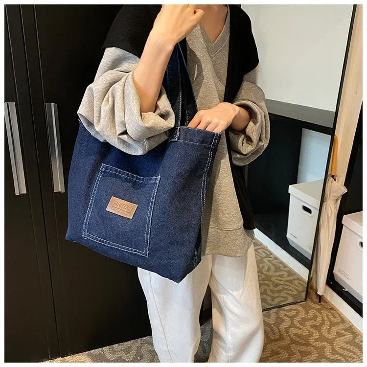 Amblot Rugged denim tote bag for school or work