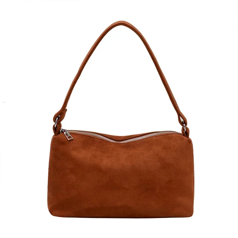 Amblot Rust Structured suede shoulder bag