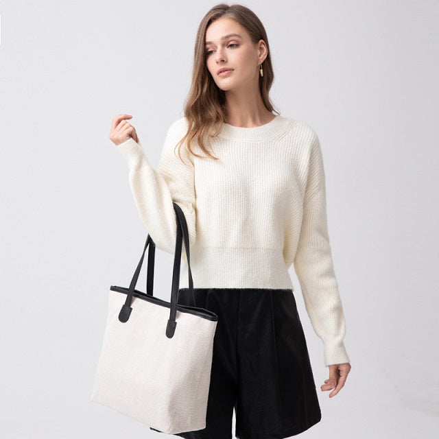 White canvas shopper bag
