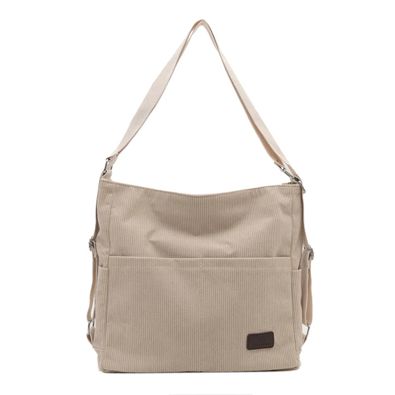 Amblot Simple corduroy tote bag with long straps