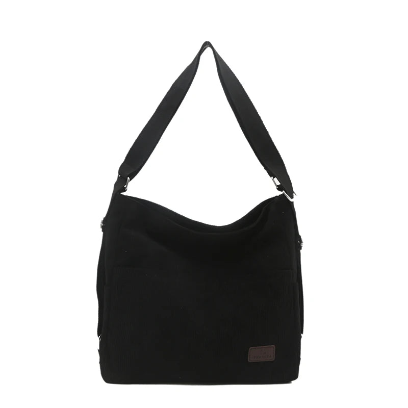 Amblot Simple corduroy tote bag with long straps