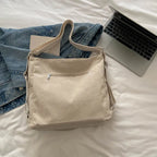 Amblot Simple corduroy tote bag with long straps