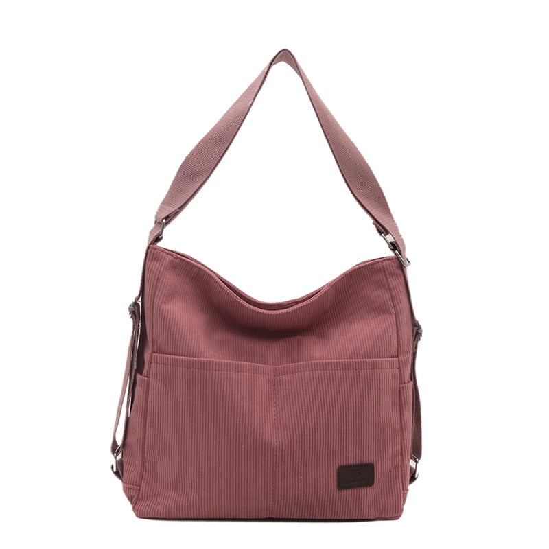 Amblot Simple corduroy tote bag with long straps