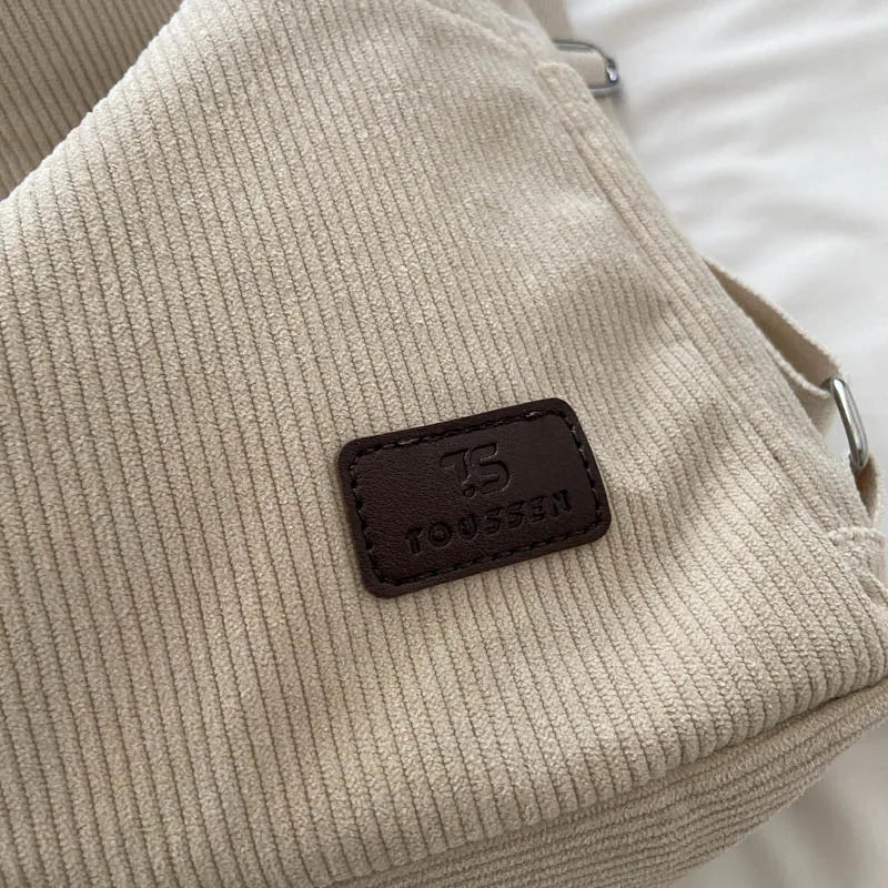 Amblot Simple corduroy tote bag with long straps