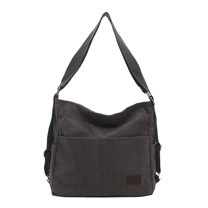 Amblot Simple corduroy tote bag with long straps