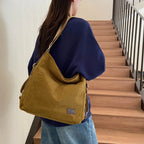 Amblot Simple corduroy tote bag with long straps