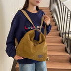 Amblot Simple corduroy tote bag with long straps