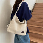 Amblot Simple corduroy tote bag with long straps