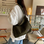 Amblot Simple corduroy tote bag with long straps