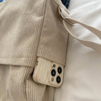 Amblot Simple corduroy tote bag with long straps