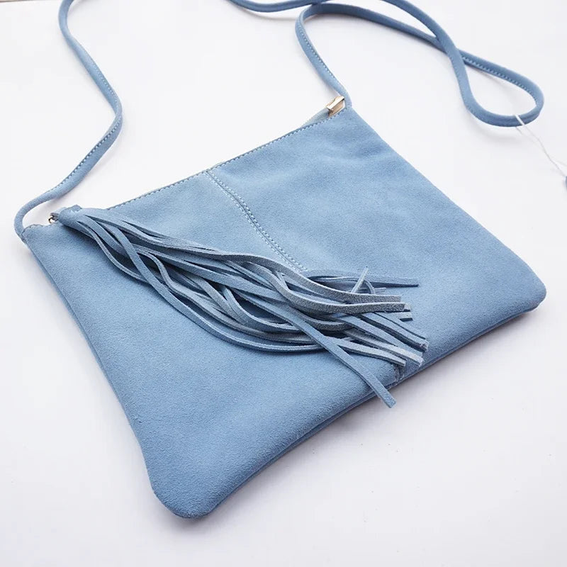Amblot Sky Blue Colorful suede purse