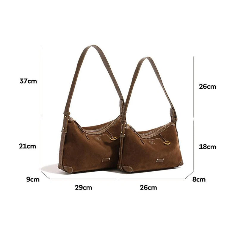 Amblot Sleek suede handbag for travel and errands