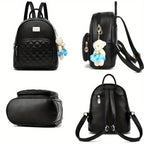 Amblot Small black leather backpack for women