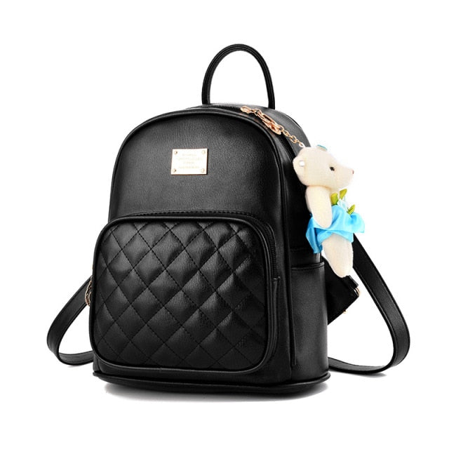 Amblot Small black leather backpack for women