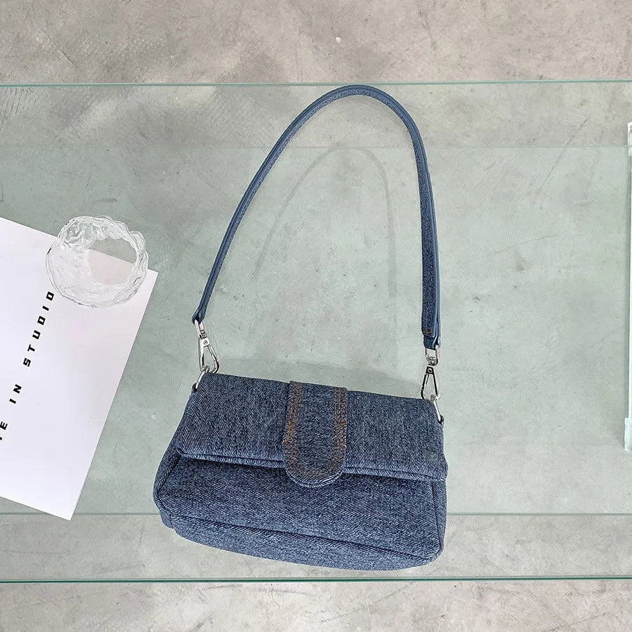 Amblot Small denim purse with button flap