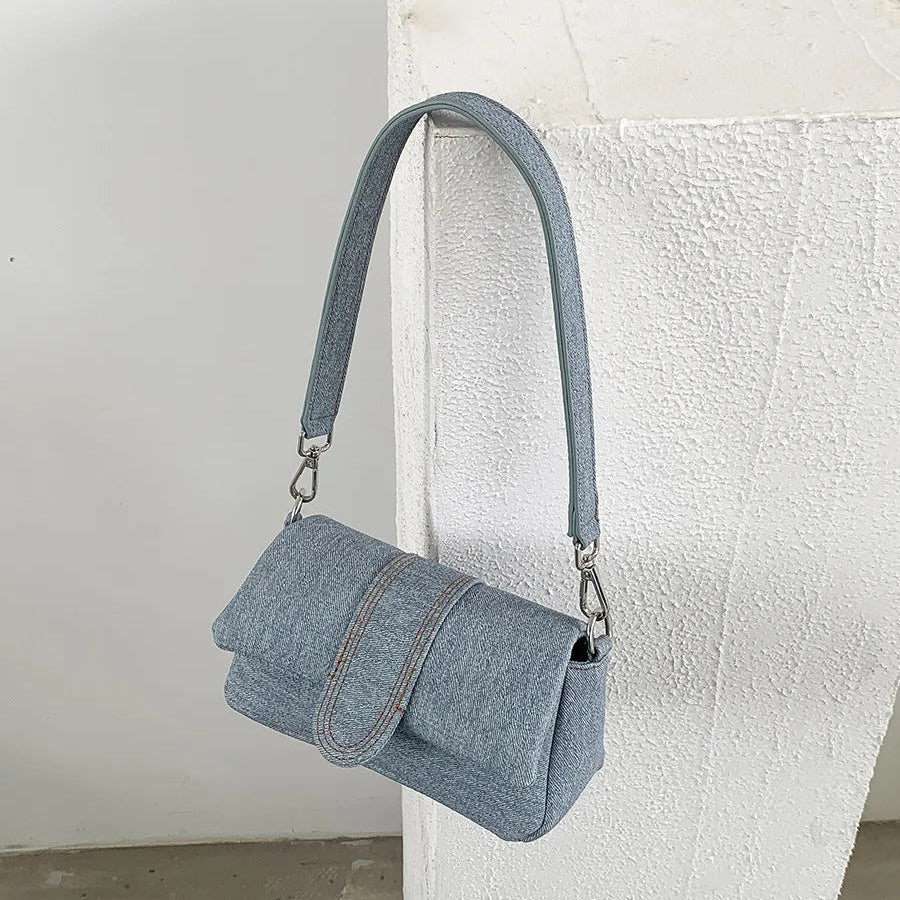 Amblot Small denim purse with button flap