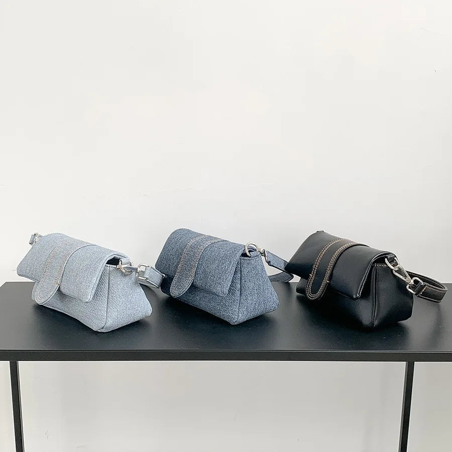 Amblot Small denim purse with button flap
