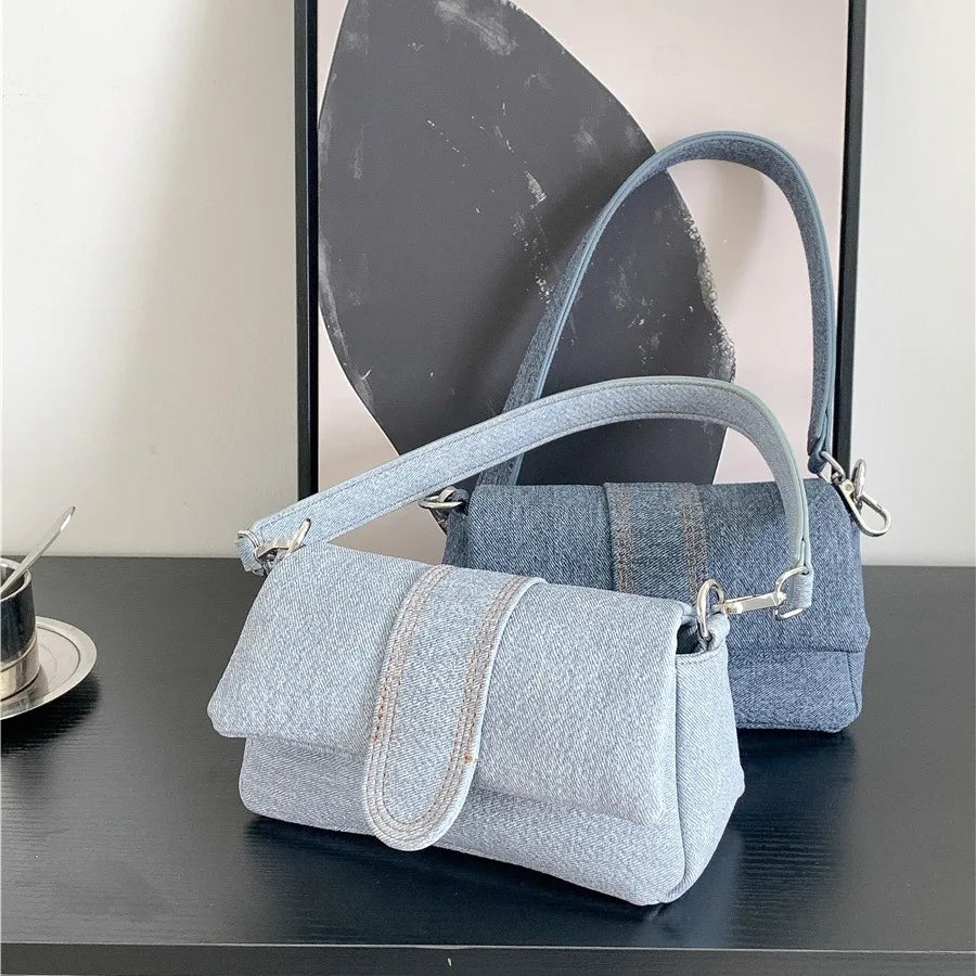 Amblot Small denim purse with button flap