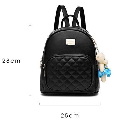 Amblot Small navy blue leather backpack for women