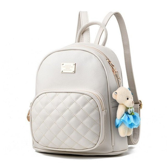 Amblot Small white leather backpack for women