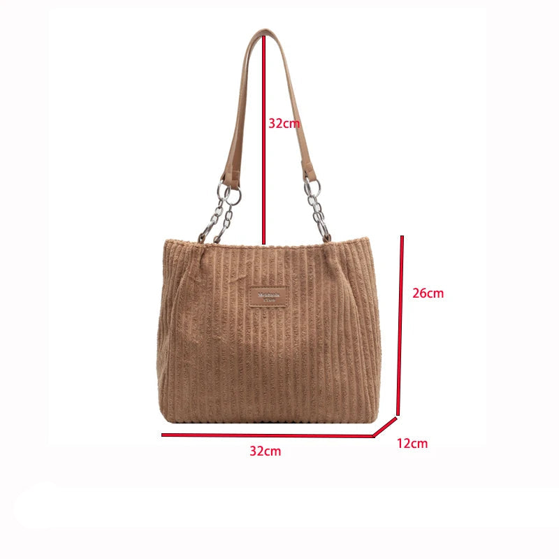 Amblot Soft corduroy tote bag with spacious interior