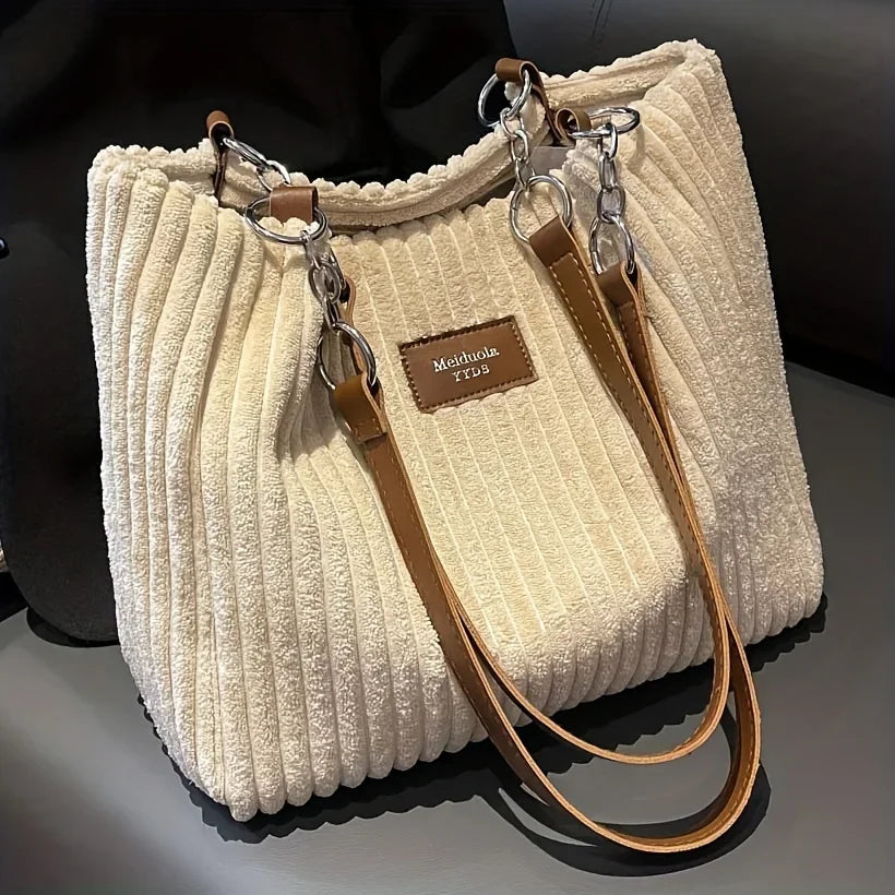 Amblot Soft corduroy tote bag with spacious interior