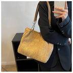 Amblot Soft corduroy tote bag with spacious interior