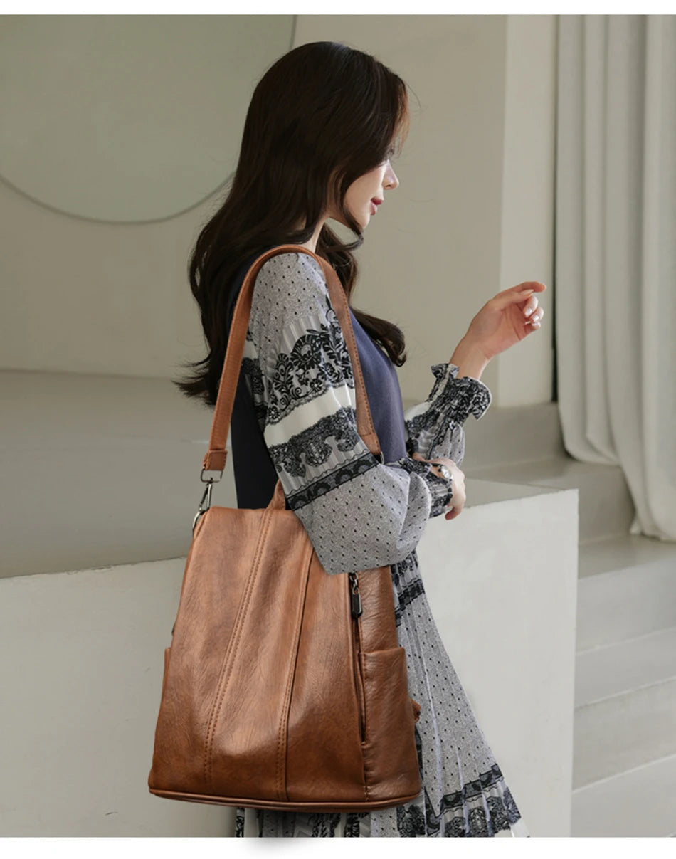 Amblot Soft leather travel backpack