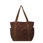 Amblot Strawberry pattern corduroy tote bag for women