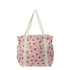 Amblot Strawberry pattern corduroy tote bag for women