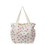 Amblot Strawberry pattern corduroy tote bag for women