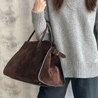 Amblot Structured suede tote handbag