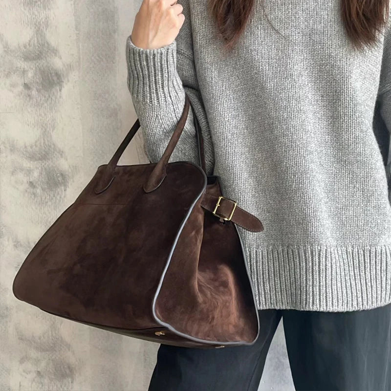 Amblot Structured suede tote handbag